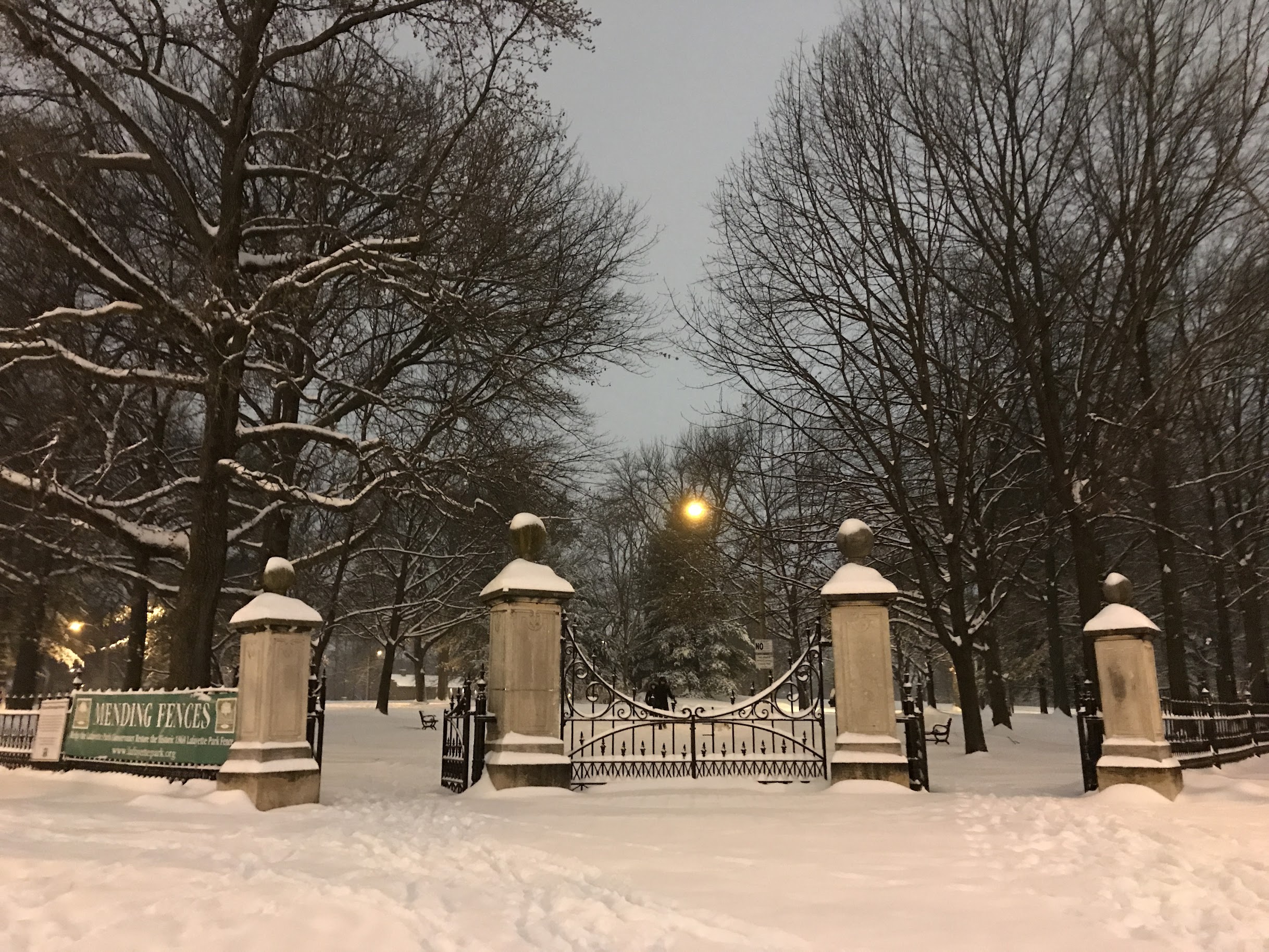 LS entrance evening snow
